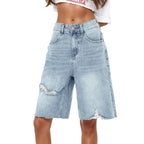 Short en jean taille haute pour femmes