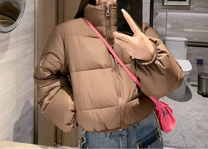 Manteau courte d'hiver en coton pour femme