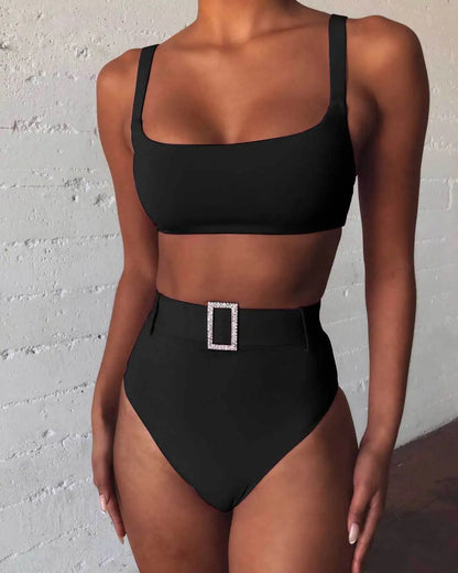 Maillots de bain deux pièces ceinture taille haute pour femmes