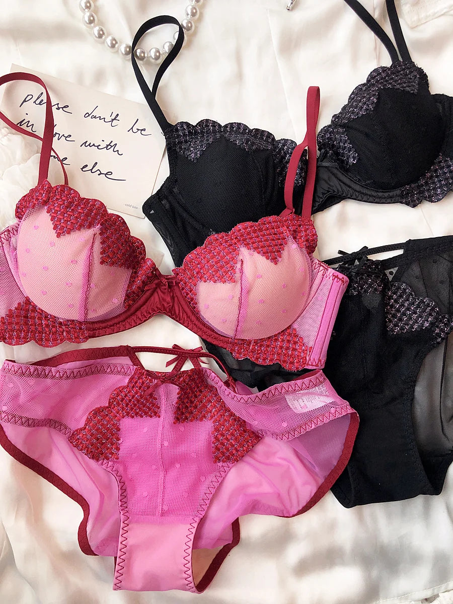 Ensemble brillant diamant Lingerie confort soutiens-gorge creux culotte pour femmes