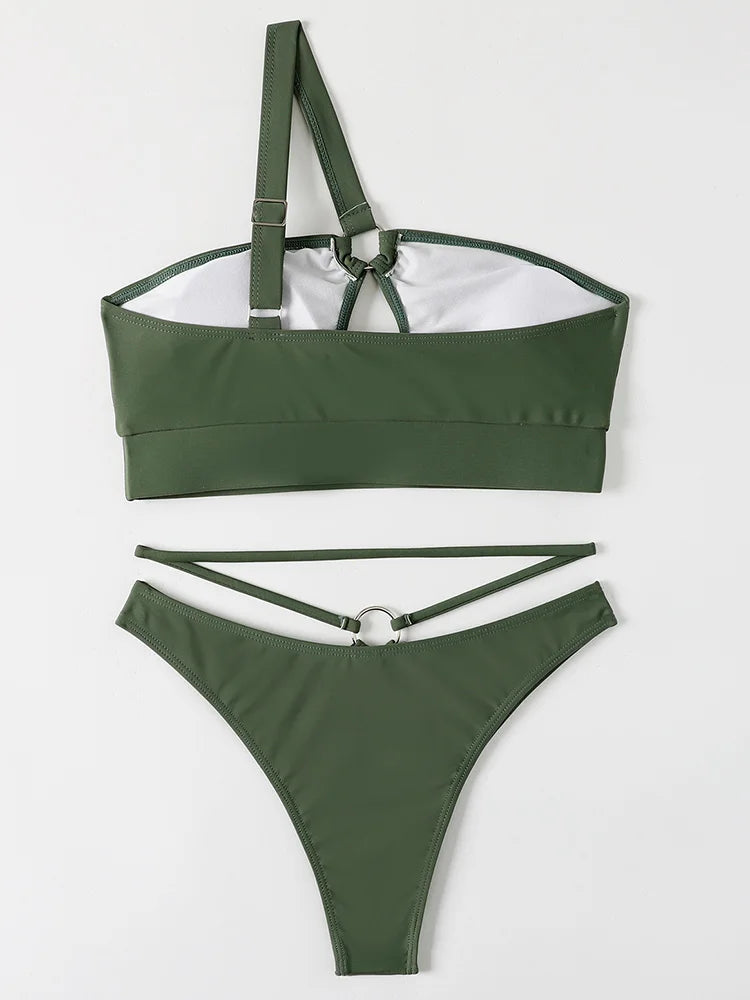 maillot de bain pour femme deux pièces  anneaux en métal