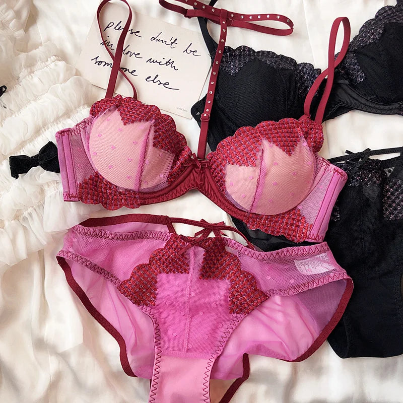 Ensemble brillant diamant Lingerie confort soutiens-gorge creux culotte pour femmes