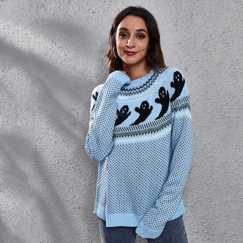 Pull tricoté à manches longues pour femme