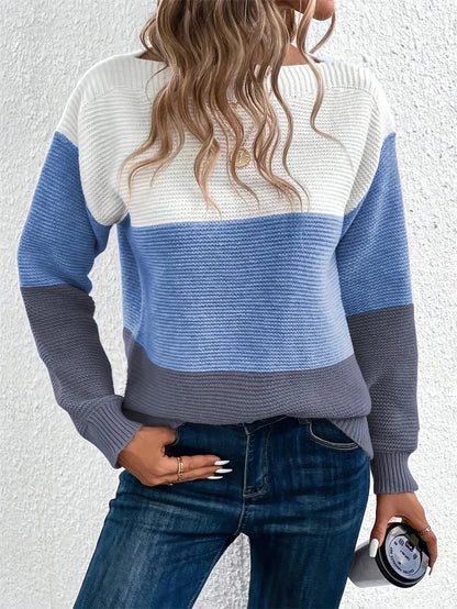 Pull rayé sexy col bateau pour femmes