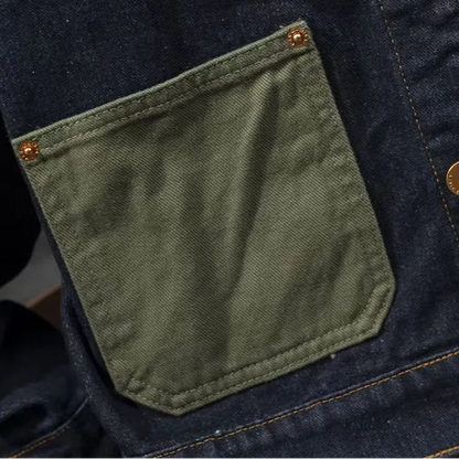 Veste en jean à coutures contrastées pour hommes