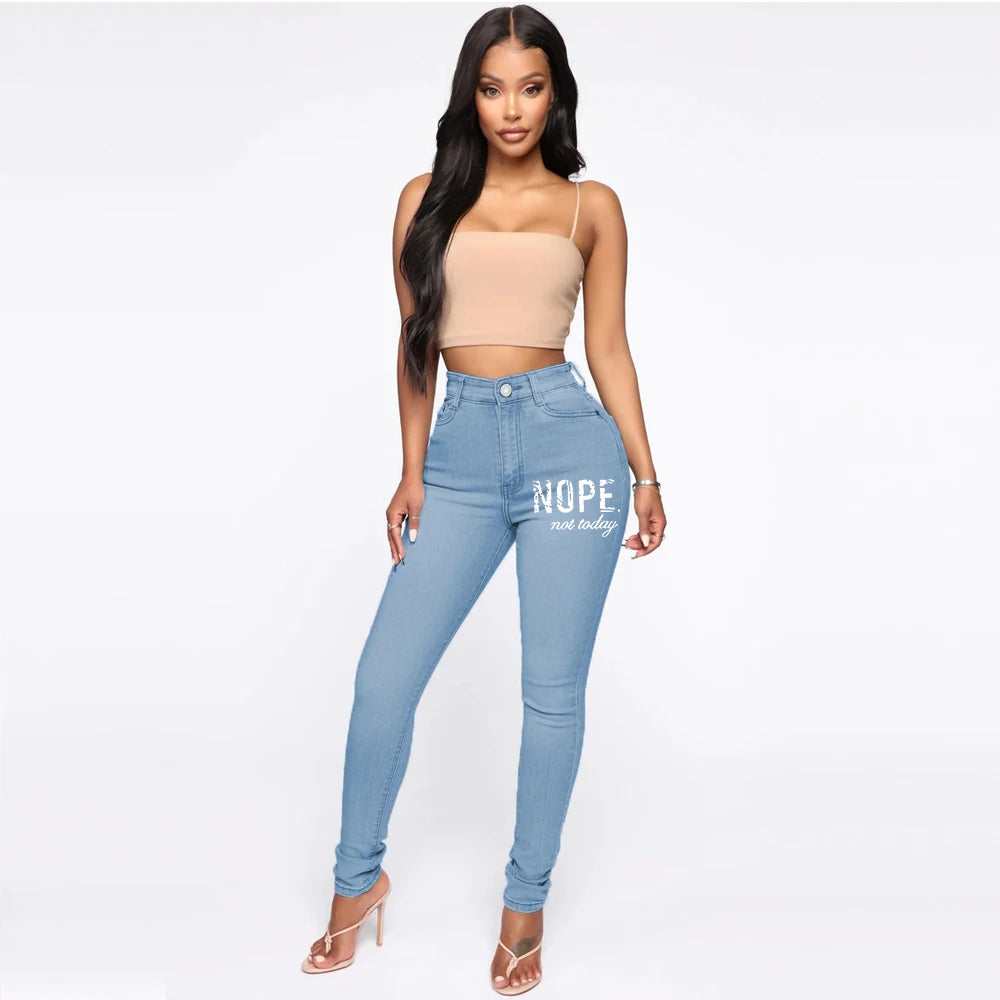 Jean imprimé taille moyenne pour femme