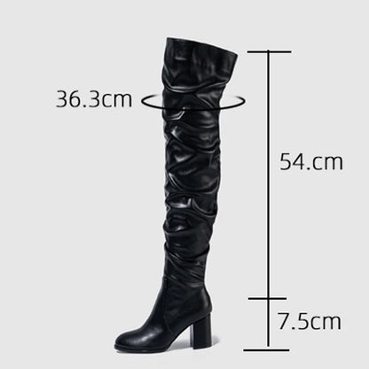 Bottes plissé fermeture éclair pour femmes