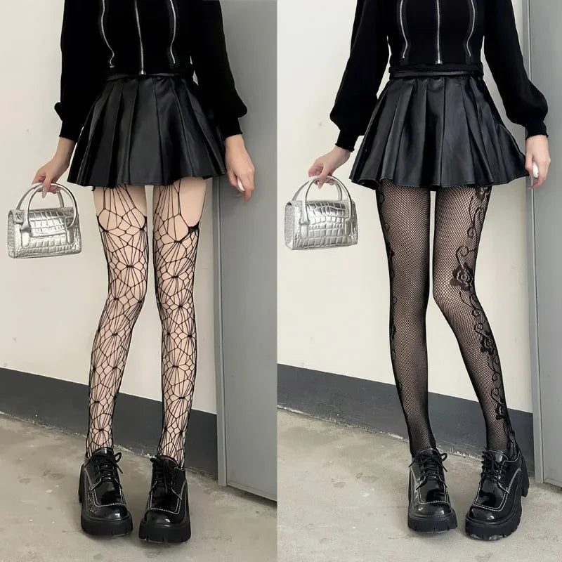 Bas gothiques en résille Lolita pour femmes
