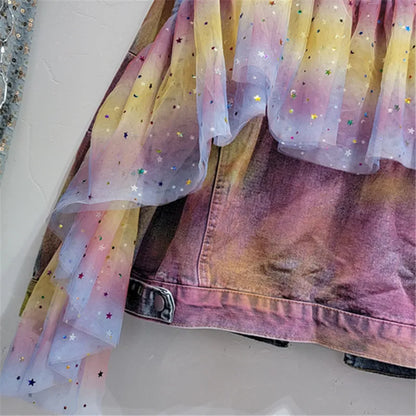 Veste en jean Tie Dye à la mode printanière pour femme