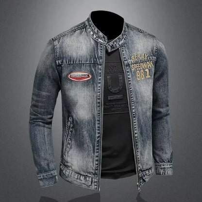Veste en jean à fermeture éclair pour homme