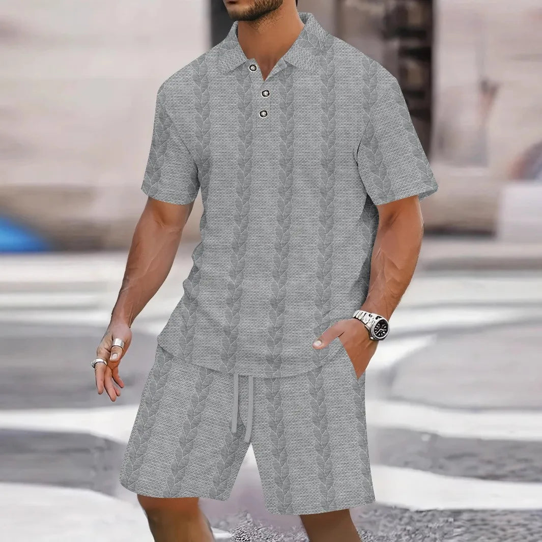 Ensemble deux pièces polo décontracté à manches courtes et short pour hommes