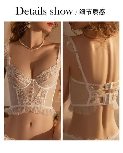 Ensemble de sous-vêtements français pour femmes, lingerie sexy, soutien-gorge push-up