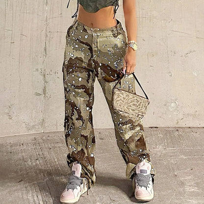 Pantalon cargo camouflage pour femme, pantalon militaire décontracté,