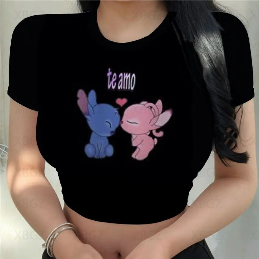 T-shirt Disney stitch pour femmes haut court