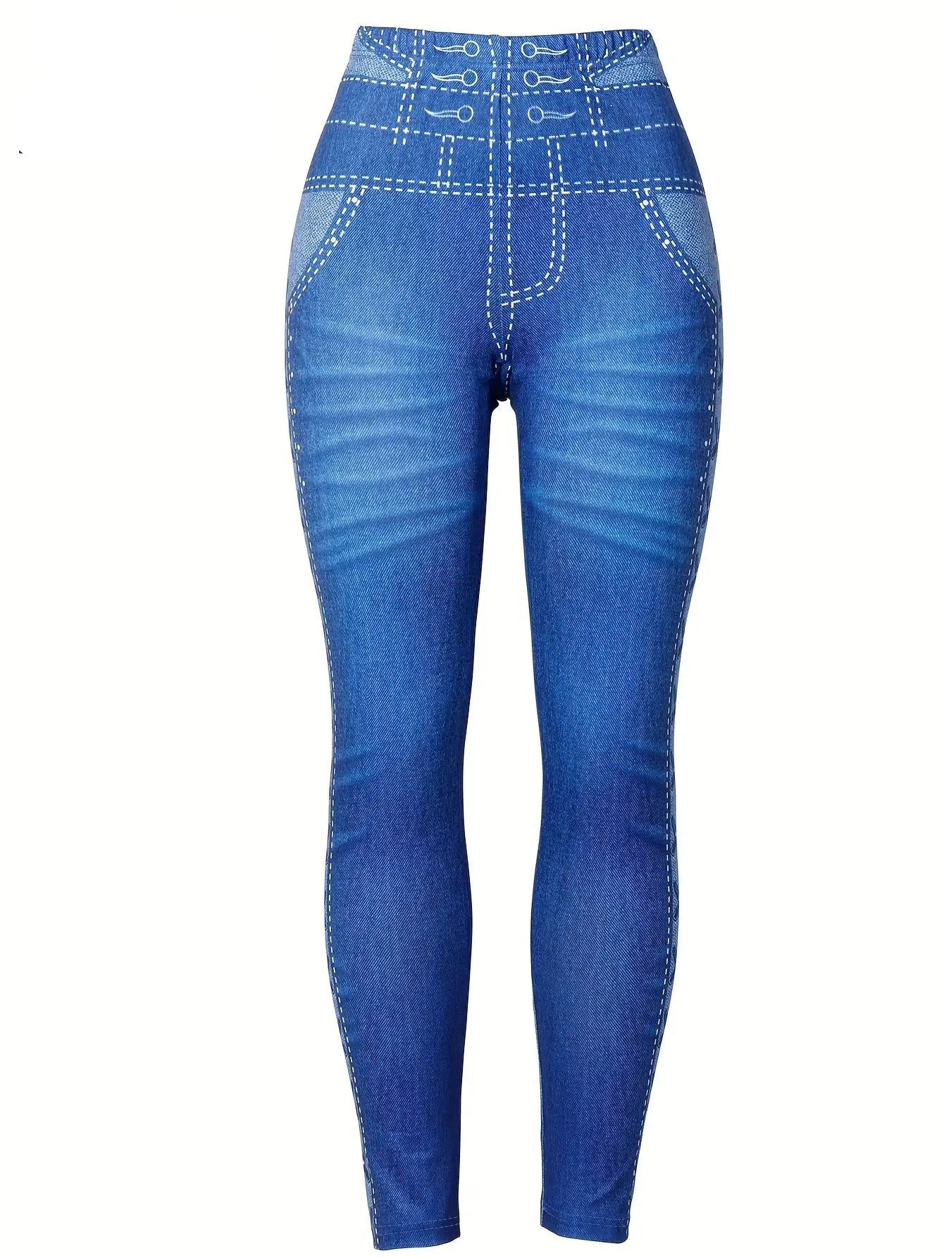 Legging en denim imprimé en 3D pour femme