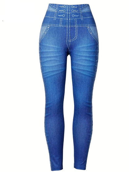 Legging en denim imprimé en 3D pour femme