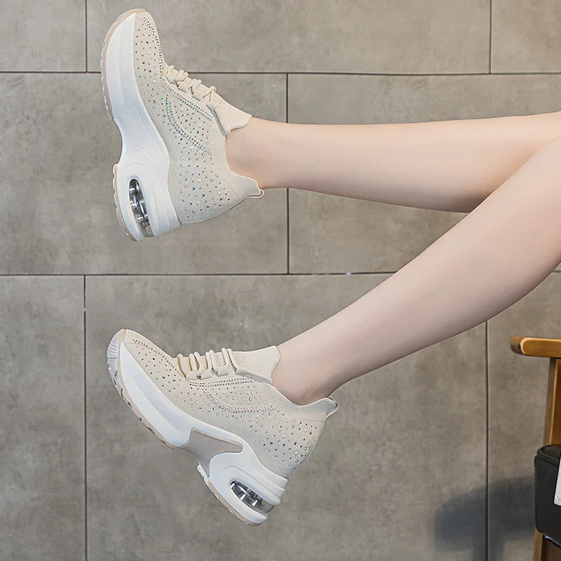 Baskets Air Mesh respirantes à l'offre elles compensées 8cm pour femmes