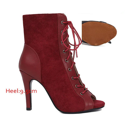 Bottines de haute qualité à talons avec bout ouvert pour femmes