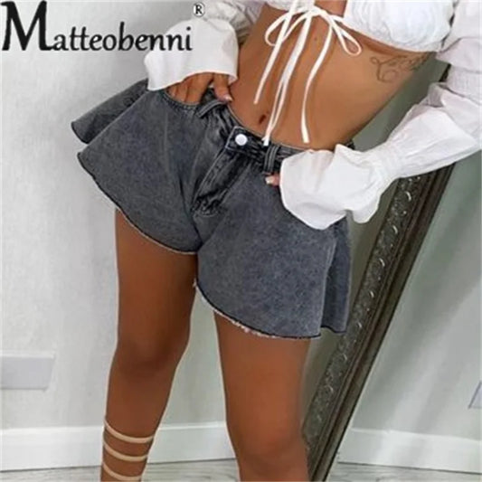 Short en jean pour femme, style ample, taille haute