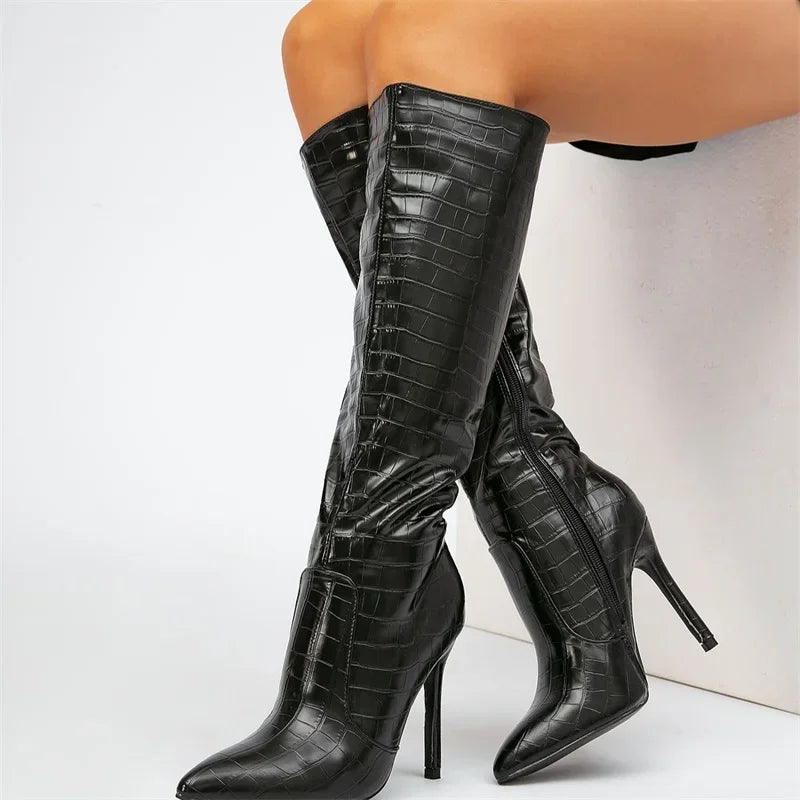 Bottes à bout pointu et fermeture éclair pour femmes