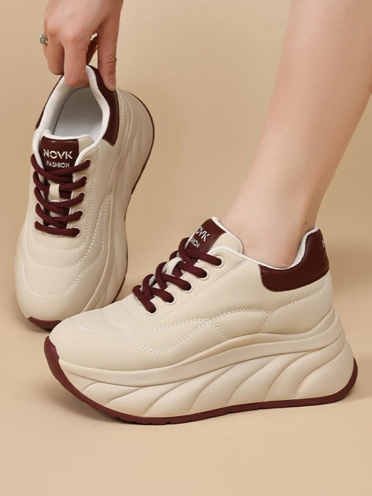 baskets en cuir véritable pour femmes