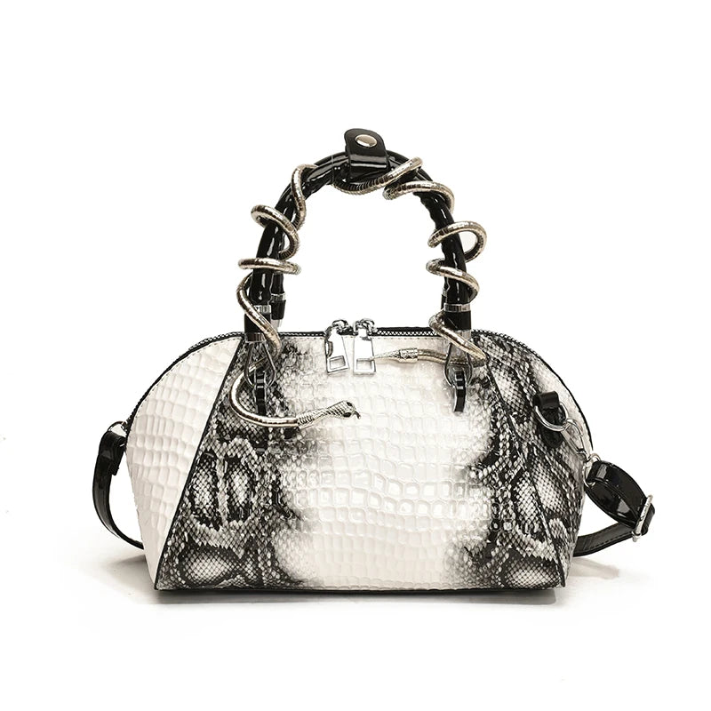 Sac à bandoulière motif crocodile pour femme