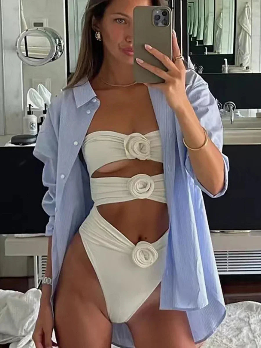 Maillot de bain une pièce leurs bandeau monokini évider pour femmes