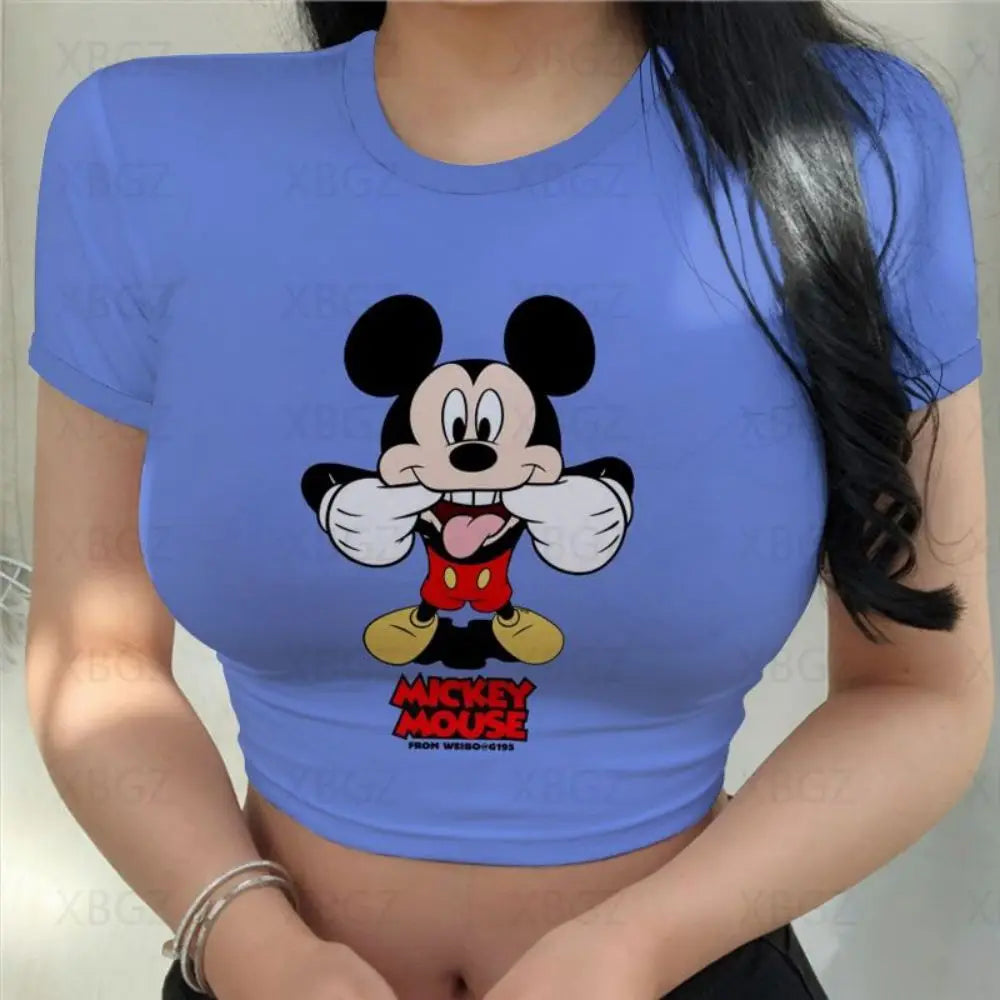 T-shirt Disney  Mickey  pour femmes haut court