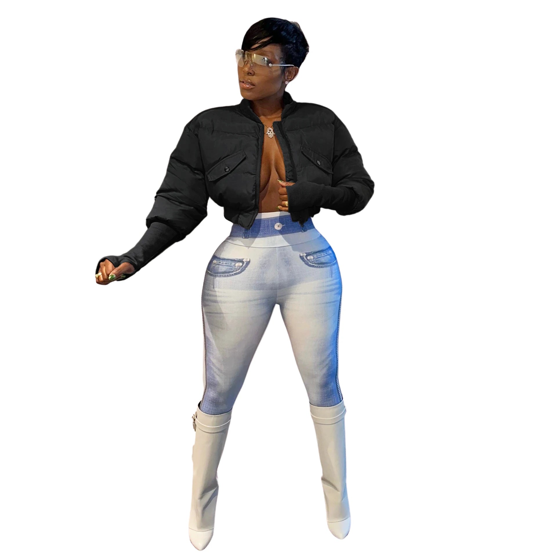 Manteau col rabattu et fermetures éclair pour femmes