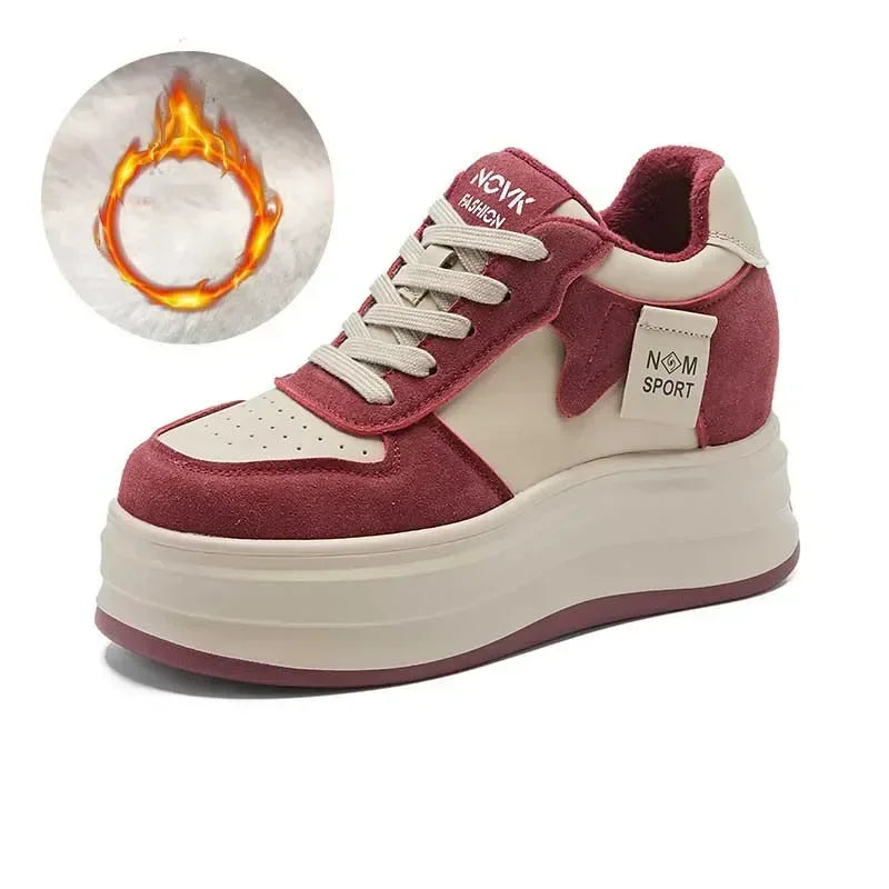 Basket à plateforme en daim de vache pour femme