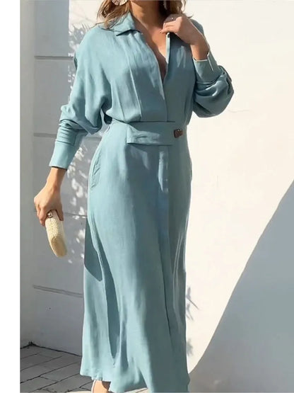 robe chemise élégante à manches longues pour femmes