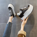 Baskets à plateforme en cuir véritable pour femmes