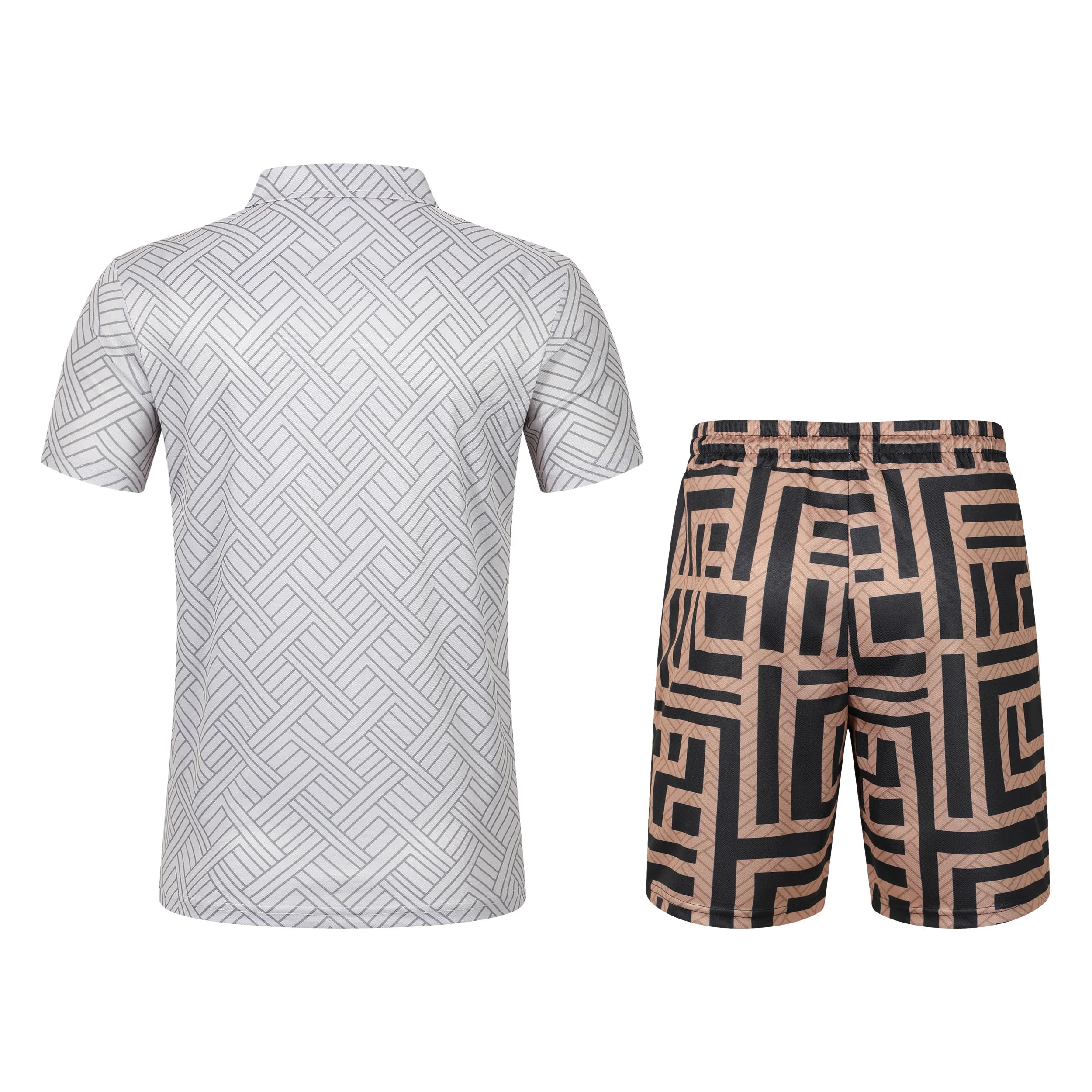 Ensemble deux pièces avec short et polo décontracté à manches courtes pour hommes