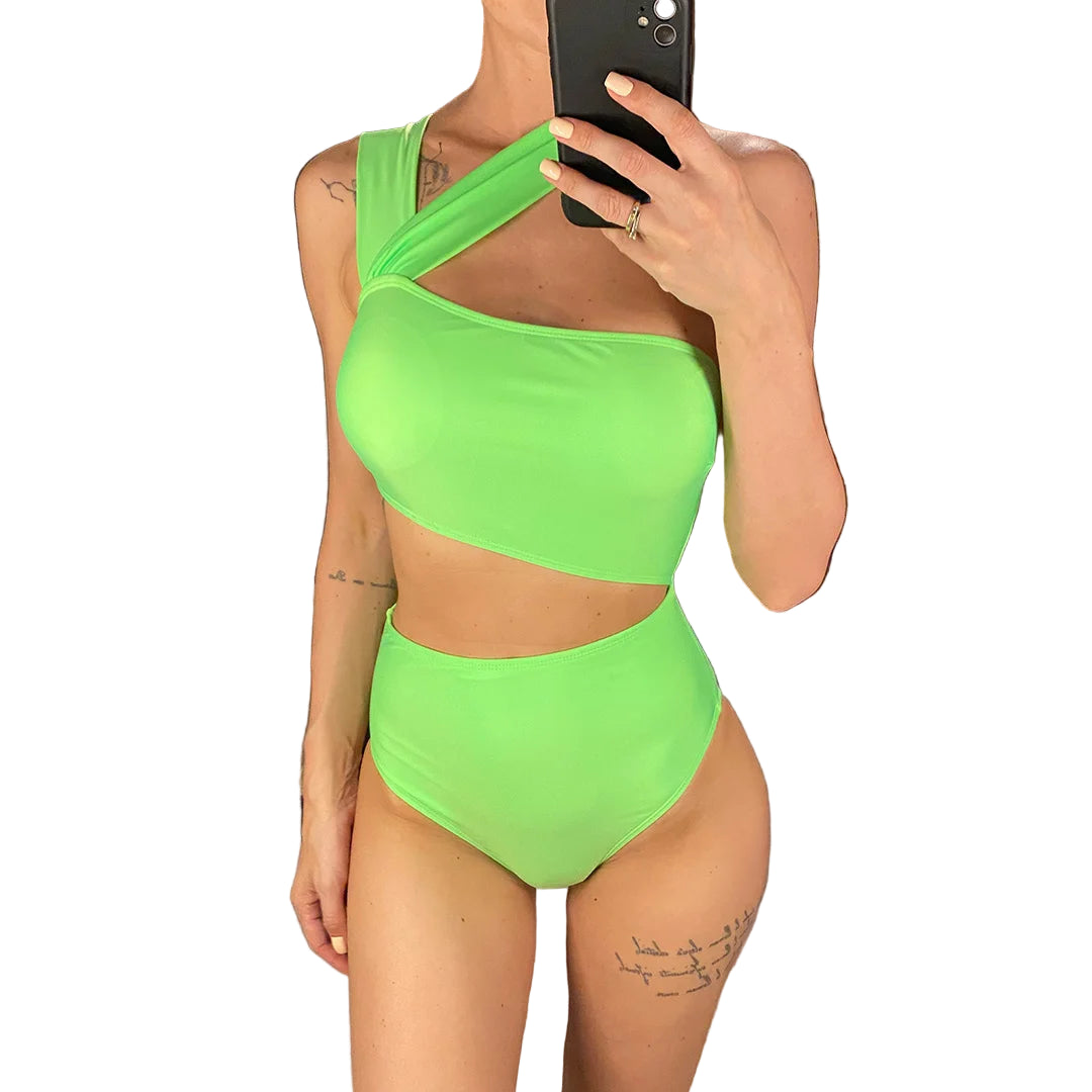 Maillot de bain une pièce découpé asymétrique pour femmes
