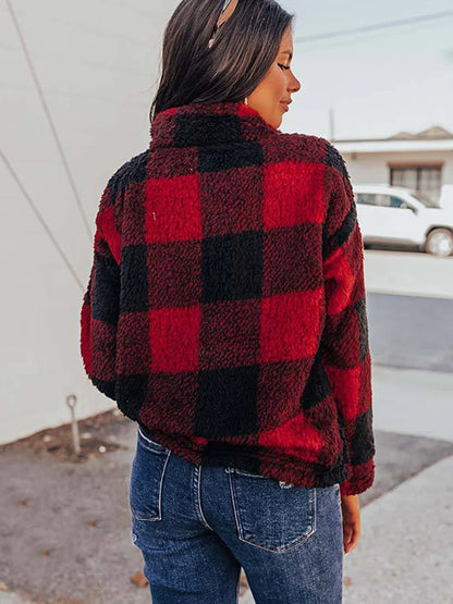 Pull  à manches longues en coton pour femmes fermeture éclair