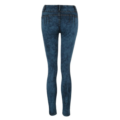 Jean skinny décontracté pour femme, pantalon en denim troué, taille moyenne