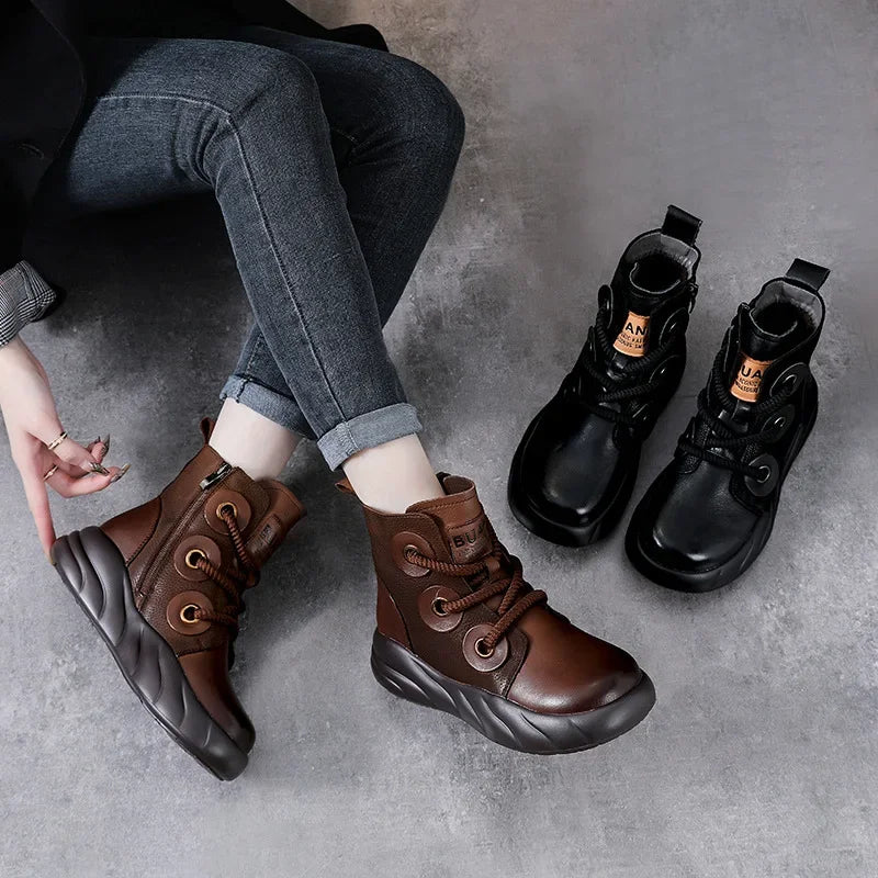 Bottines  en cuir de vache véritable pour femme 4cm