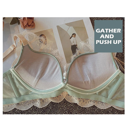 Soutien-gorge Push-Up en dentelle pour femmes, sous-vêtements Sexy, intimes, dentelle, sans fil