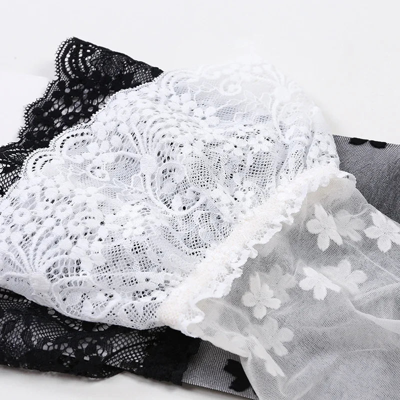 Bas en dentelle de fleurs de cerisier japonais, en Nylon Transparent pour femmes