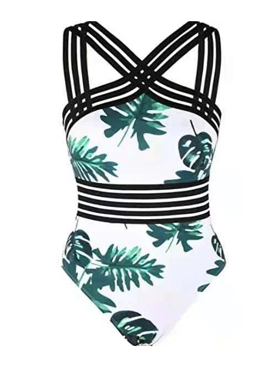 Maillot de bain une pièce en maille, imprimé Floral Tropical, Sexy, pour femmes