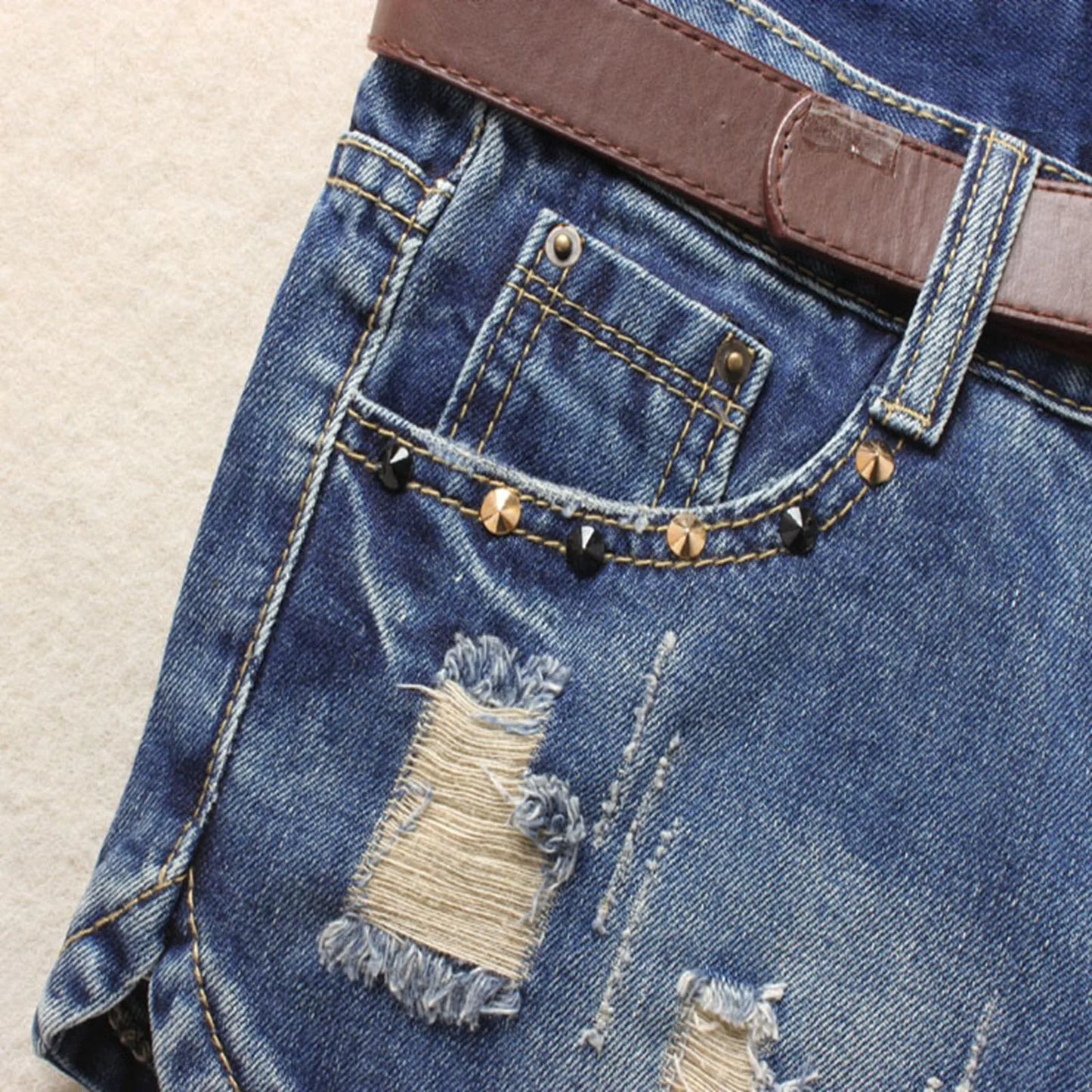 Short en jean pour femmes avec lettre imprimer style Punk Gothique