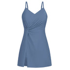 Maillot de bain fendu sur le devant, avec slip intégré, col en V, rembourré pour femmes