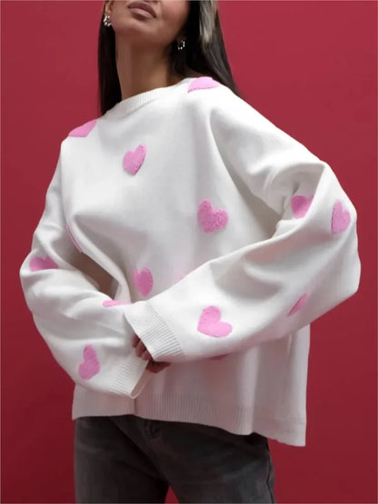 Pull en tricot à col rond Love Coussins pour femmes