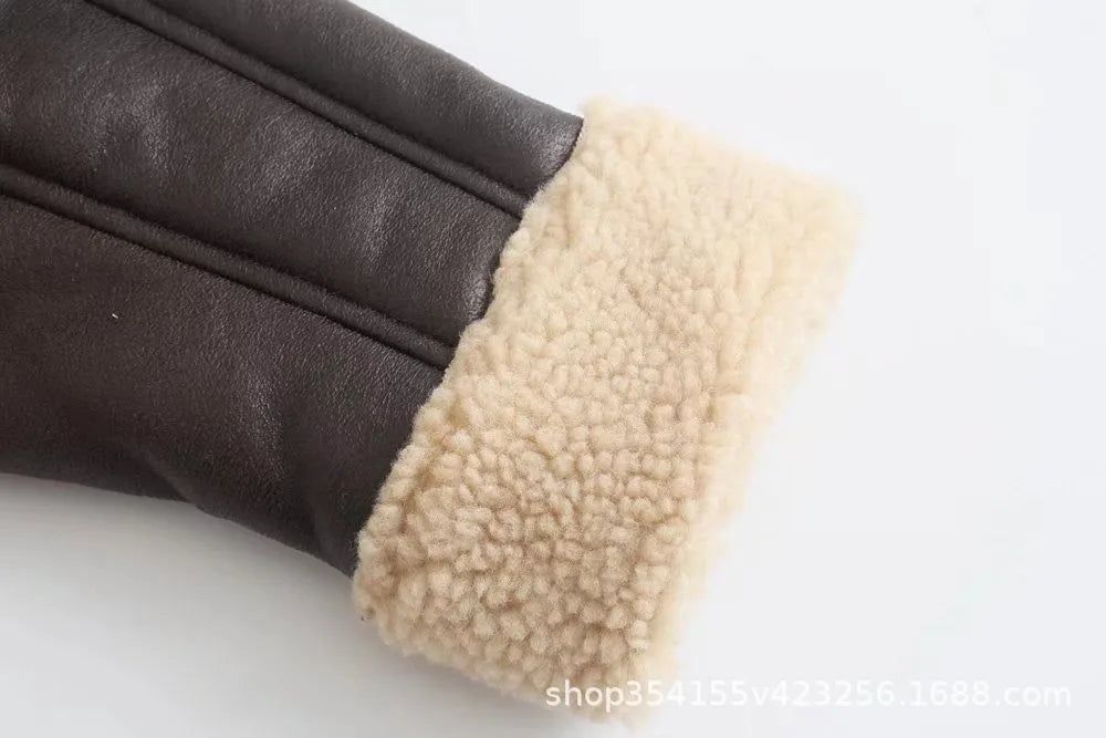 Veste en fourrure en cuir manteau court pour femmes