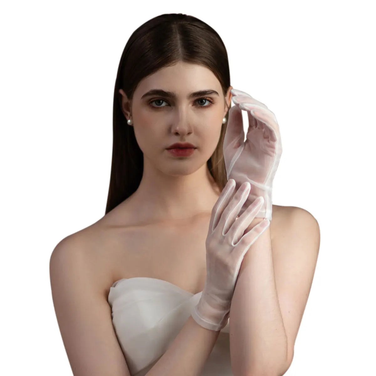 Gants Classiques en Tulle Doux pour Femme, Mitaines Blanches Courtes