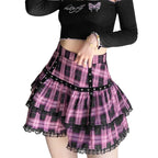 Jupe plissée à carreaux gothique pour femmes