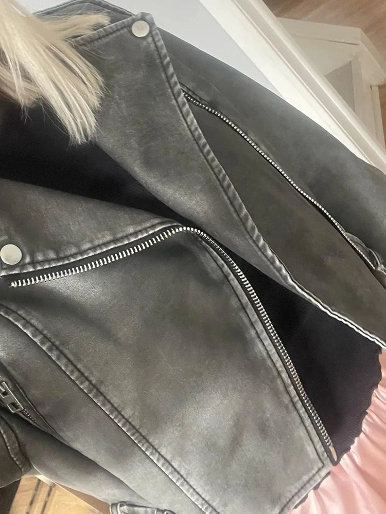 Veste en faux cuir pour femmes