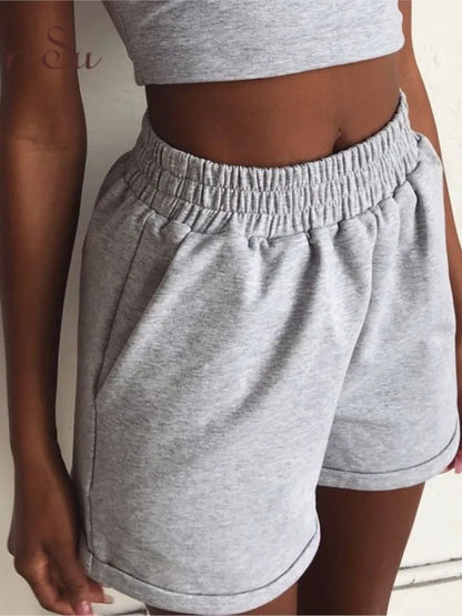 Short en coton taille haute pour femmes