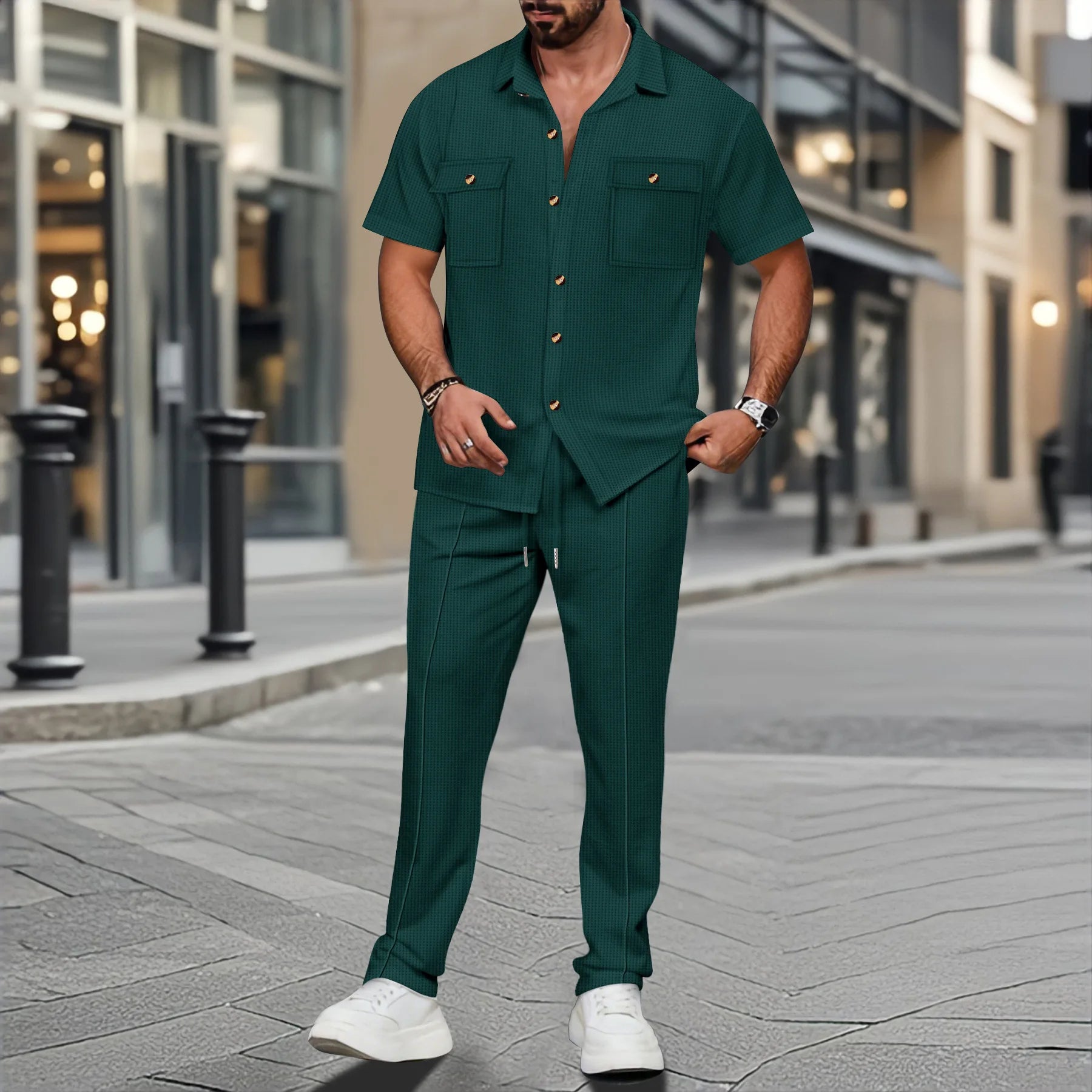 Ensemble pantalons et chemise décontractée pour hommes