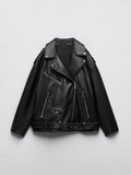 Veste Pu faux cuir avec ceinture pour femme